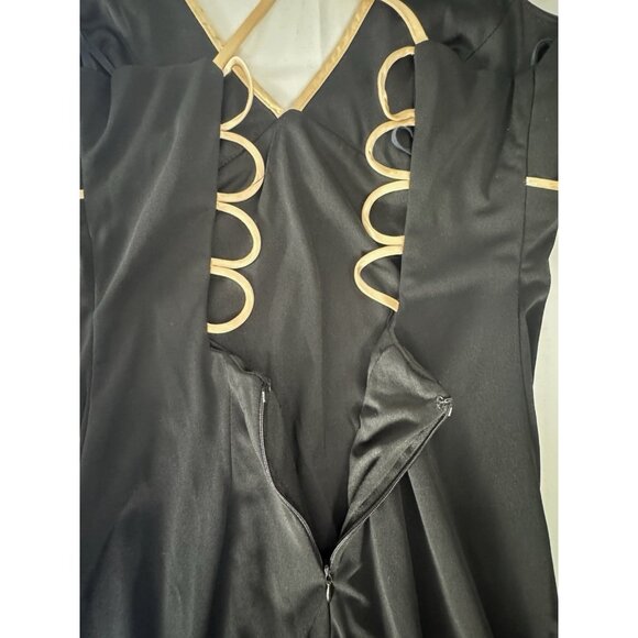 Dave & Johnny Y2K Vtg 90s 13/14 Black Babydoll Dress Gold Accent Maxi Whimsigoth - Picture 7 of 15
